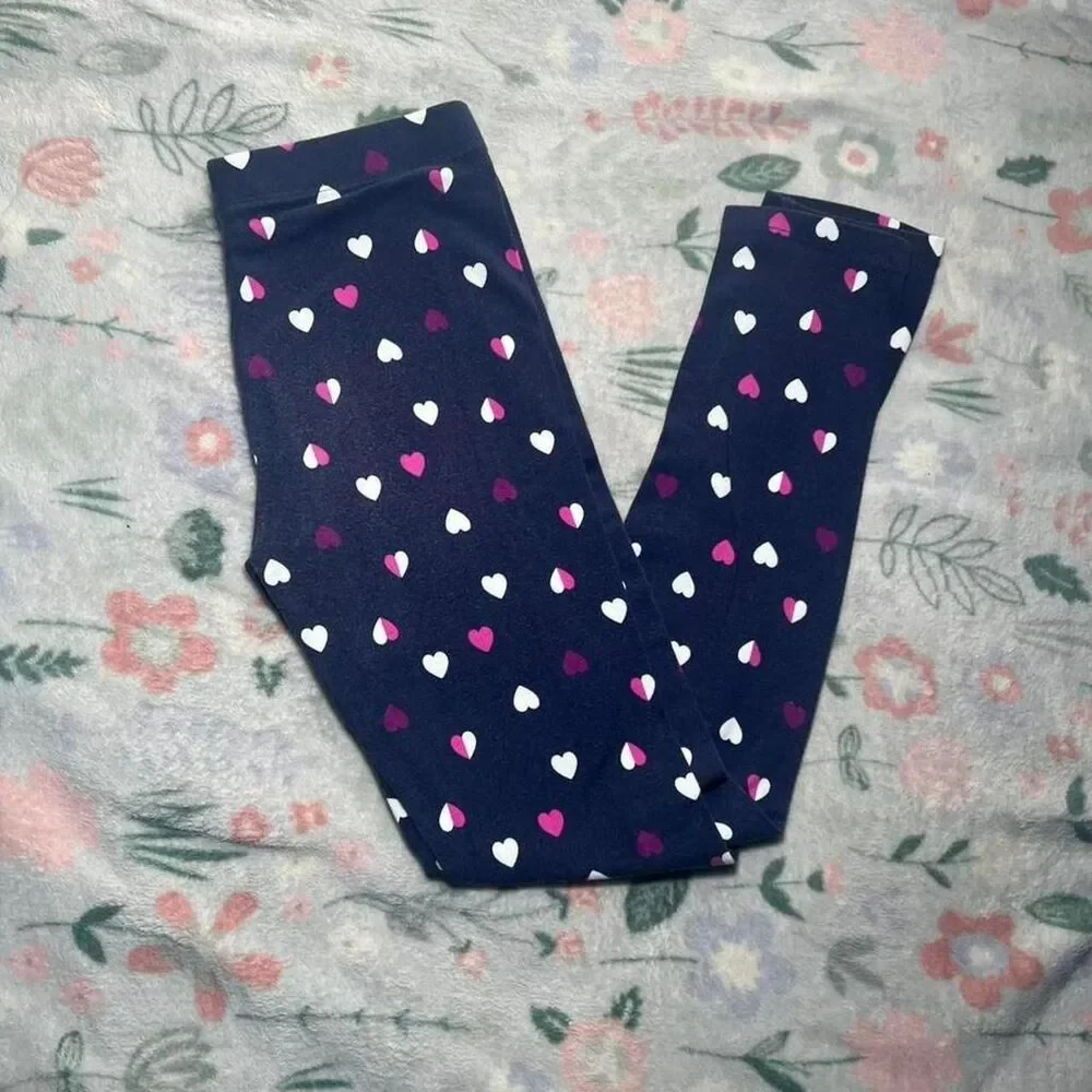 Gymboree Heart Print Leggings 12 - Kidcore Twee Kawaii Preppy Y2K Retro 2000s